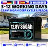 solarician Batteria LiFePO4 360Ah 12V Ricaricabile, 10000+ Cicli, Celle LiFePO4 di Grado A 12.8V, per Progetti Fai-da-Te 24V, Golf Cart, Campeggio, Barche, Energia Solare
