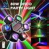 LSYNO Faro mobile a 6 bracci da 80W per discoteca, luce LED mini con telecomando, effetto DMX per DJ, eventi in bar, compleanni, spettacoli dal vivo, club