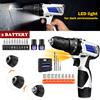 DayPlus Set trapano avvitatore a batteria da 150W 12V, trapano elettrico ad alta coppia da 45N.m con 2 batterie da 1.5Ah - Frizione a 18+1 posizioni, 2 velocità (0-400/1400 giri/min) - 26 accessori, luce LED,