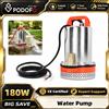 NONE Podofo Pompa Sommergibile in Acciaio Inossidabile, Piccola Pompa Solare a Batteria per Pulizia Piscine, Sollevamento 8 Metri, Cavo 1,5 Metri, DC 12V 180W, per Serbatoi d'Acqua Dolce, Cascate, Piccoli