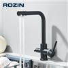rozin Rubinetto da cucina in ottone cromato Rozin per acqua purificata e rubinetto con filtro per acqua pura, montaggio su piano, doppio comando caldo/freddo