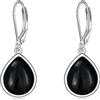 POPLYKE Orecchini da donna in onice nero Orecchini pendenti a goccia in argento sterling Gioielli neri Regalo per donna