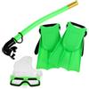 NULYLU Set Attrezzatura lo Snorkeling con Maschera da Snorkeling Verde Antiappannamento e Pinne Regolabili in Pvc per Atmosfera Estiva e Avventure Subacquee