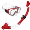 Hellery Maschera Subacquea Adulti Occhialini Snorkel Boccaglio Set Guarnizione Silicone Visione Larga Regolazione Flessibile Adatta per Snorkeling Nuoto, Rosso Trasparente, M2510 Silicone+S32