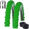 maxxi4you - Set di 2 copricerchi Kenda MTB K-829, 26 x 1.95-50-559 + 2 tubi DV con 3 leve per pneumatici, colore: verde