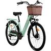 cysum X-City 26 Bicicletta elettrica per adulti, bici elettrica da città per donna, batteria rimovibile da 48 V 10,4 Ah, autonomia di 25 km/h e 80 km, urbani Commuter E-Bike, Step-Thru (verde)