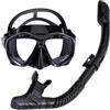 TAFALSPING Set da snorkeling per adulti, asciutto, con maschera e boccaglio, anti-appannamento, vista panoramica a 180° (nero)