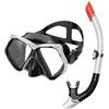 TAFALSPING Set da snorkeling per adulti, con occhiali da snorkeling e boccaglio asciutto, unisex per adulti (bianco + nero)