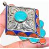 Fatto a mano Ciondolo corallo turchese lapislazzuli Bahamas Tibetan Nepalesi Jewelry 3,8" ...