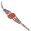 Fatto a mano Bracciale pietre preziose corallo rosso argento tibetano fatto a mano gioiell...