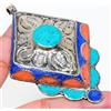 Fatto a mano Ciondolo corallo turchese lapislazzuli Bahamas Tibetan Nepalesi Jewelry 3,8" ...