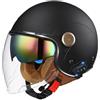 VVPEC Bluetooth Moto 3/4 Casco Auricolare E Microfono Integrati Con Doppia Visiera Certificazione ECE Casco Jet Jet Per Adulti Uomini Donne - Mezze Caschi Moto Stile Vintage(Color:19,Size:L(59~60CM))
