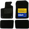 DBS - Tappetini auto - Su misura per Twingo 2 (2007-2018) - Con clip - Tappetini auto antiscivolo - 4 pezzi