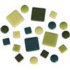 Rayher tesserine per mosaico in vetro, dimensioni 10x10mm e 20x20mm, ø 12mm, tonalita' verdi, 500g, ca. 395 pezzi, per lavori creativi, fai-da-te, interni e esterni, 14829000