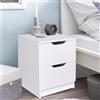 BAKAJI Comodino Mobiletto Cassettiera 2 Cassetti Design Moderno in legno MDF Bianco