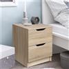 BAKAJI Comodino Mobiletto Cassettiera 2 Cassetti Design Moderno in legno MDF Rovere