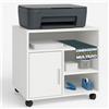 BAKAJI Mobile Porta Stampante con Anta e Ripiani Mobiletto Ufficio Multiuso 60x50x65cm