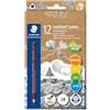 Staedtler jumbo 1285 - Matita per imparare a scrivere, realizzata in legno Upcycled Wood, superficie morbida antiscivolo, made in Germany, prodotto singolo 2B, scatola pieghevole, 12 matite, 1285-0