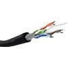 Goobay 57199 Cavo di rete CAT 6 per esterni, U/UTP, nero, 100 m - conduttore in alluminio rivestito in rame (CCA), AWG 24/7 (a trefoli), guaina in polietilene (PE)