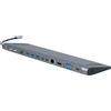 Gembird A-CM-COMBO9-01 USB Type-C 9-in-1 multi-port adapter (USB hub + HDMI + VGA + PD + card reader + LAN + 3.5 mm audio), space grey