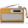 Lenco PDR-040EF - Radio DAB+ portatile con Bluetooth® 5.0 e funzione orologio e sveglia - 3 Watt RMS - Batteria da 2000mAh - Bambù