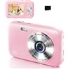 INF Fotocamera digitale 1080P 44MP zoom 16x schermo da 2,4 pollici, scheda da 32 GB Rosa