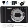 ZELURXX Mini fotocamera digitale con cordino, CCD, 2,4 pollici, zoom 8x, videocamera portatile, fotocamera con scheda di memoria, regalo per bambini e studenti, nera