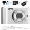 ZELURXX Mini fotocamera digitale con cordino, CCD, 2,4 pollici, zoom 8x, videocamera portatile, fotocamera con scheda di memoria, regalo per bambini e studenti, argento