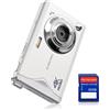 ZELURXX Fotocamera digitale, 48MP, fotocamera 1080P FHD, 3.0 pollici, fotocamera compatta, zoom digitale 16x, portatile, per adolescenti adulti principianti, bianco