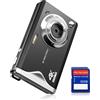 ZELURXX Fotocamera digitale, 48MP, fotocamera 1080P FHD, 3.0 pollici, fotocamera compatta, zoom digitale 16x, portatile, per adolescenti adulti principianti, nero