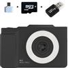 ZELURXX Fotocamera portatile, fotocamera giocattolo 1080P, schermo ribaltabile, luce di riempimento a 3 colori, CCD, stile retrò, scheda SD da 64 GB, per bambini e studenti, nera