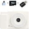 Zelurxx Fotocamera portatile ZELURXX, fotocamera giocattolo 1080P, schermo ribaltabile, luce di riempimento a 3 colori, CCD, stile retrò, scheda SD da 64 GB, per bambini e studenti, bianca