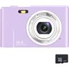 ZELURXX Fotocamera digitale portatile, fotocamera compatta da 32 GB, facile da impugnare, 48 MP, display HD, obiettivo zoom, schermo IPS, viola