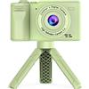 ZELURXX Mini fotocamera digitale con supporto, doppia fotocamera, video 1080p, zoom 4,0x, filtri di bellezza, giocattolo per bambini e studenti, verde