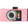 Zelurxx Fotocamera digitale ZELURXX da 48 MP con display HD da 2,8 pollici e autofocus, fotocamera per studenti in stile retrò con doppio obiettivo e stabilizzatore d'immagine, nuovi modelli per il 2025, rosa