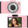 ZELURXX 64GB Retro Fotocamera digitale con doppio obiettivo da 48MP, schermo IPS da 2,8", zoom 16X, messa a fuoco automatica, OTG e supporto per schede SD, rosa