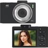 ZELURXX 64GB Retro Fotocamera digitale con doppio obiettivo da 48MP, schermo IPS da 2,8", zoom 16X, messa a fuoco automatica, OTG e supporto per schede SD, nero