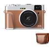 Zelurxx Fotocamera digitale ZELURXX con custodia in pelle retrò, 4K HD, regalo per bambini, studenti, macrofotografia, marrone
