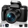 ZELURXX fotocamera digitale 4K nera, con borsa per fotocamera, touchscreen da 4 pollici, WLAN, 64MP, zoom digitale 16x, Ultra HD, display IPS, scheda TF da 32GB