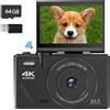 ZELURXX Fotocamera digitale 4K con 64MP e zoom 18X, autofocus, WLAN, fotocamera per vlogging con schermo ribaltabile per principianti