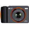 ZELURXX H14 doppia fotocamera, fotocamera digitale 4K, 64MP, zoom 16x, memoria 64GB, filtro selfie, fotocamera anteriore e posteriore, luce LED, nero