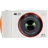 ZELURXX H14 doppia fotocamera, fotocamera digitale 4K, 64MP, zoom 16x, memoria 64GB, filtro selfie, fotocamera anteriore e posteriore, luce LED, bianco