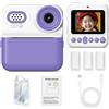 ZELURXX Fotocamera istantanea per bambini, 48MP foto, 1080P video, zoom 16X, display IPS da 2,4", doppia fotocamera, batteria da 4 ore, portatile, funzione di stampa, viola
