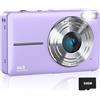 Aiorber Fotocamera digitale AIORBER da 44MP con zoom 16X, display da 2,4", anti-shake, selfie, video, scheda di memoria da 32GB, fotocamera compatta per bambini, viola