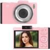 Aiorber Fotocamera digitale AIORBER 4K, 48MP, zoom 16x, fotocamera per selfie e vlog, display LCD, flash integrato, trasferimento foto OTC, compatta, rosa