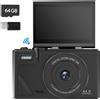 Zelurxx Fotocamera digitale ZELURXX 5K UHD da 64 MP con zoom 18X, videocamera per vlogging WiFi, autofocus e ottimizzazione dei volti, inclusa scheda da 64 GB