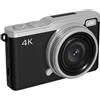 Zelurxx Fotocamera ZELURXX 4K, fotocamera digitale da 64 MP, fotocamera per vlog, fotocamera con schermo ribaltabile per selfie, action cam, fotocamera con filtri, fotocamera per bambini, 64 GB, nera