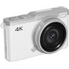 Zelurxx Fotocamera ZELURXX 4K, fotocamera digitale da 64 MP, fotocamera per vlog, fotocamera con schermo ribaltabile per selfie, action cam, fotocamera con filtri, fotocamera per bambini, 32 GB, bianca