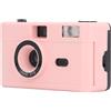 Gistuch macchina fotografica a pellicola 35 mm, riutilizzabile, leggera, vintage, flash integrato con obiettivo 28 mm F/8, velocità otturatore 1/120 s, rosa