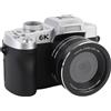 Gistuch Fotocamera digitale UHD, 6K, 84 MP, zoom 18x, autofocus, WLAN, con flash da 3 pollici con schermo ribaltabile a 180° per registrare video in viaggio, nero